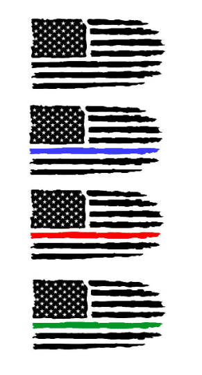 American Flag Distressed Police Fire EMS Thin Blue Line Red Line Green Line
